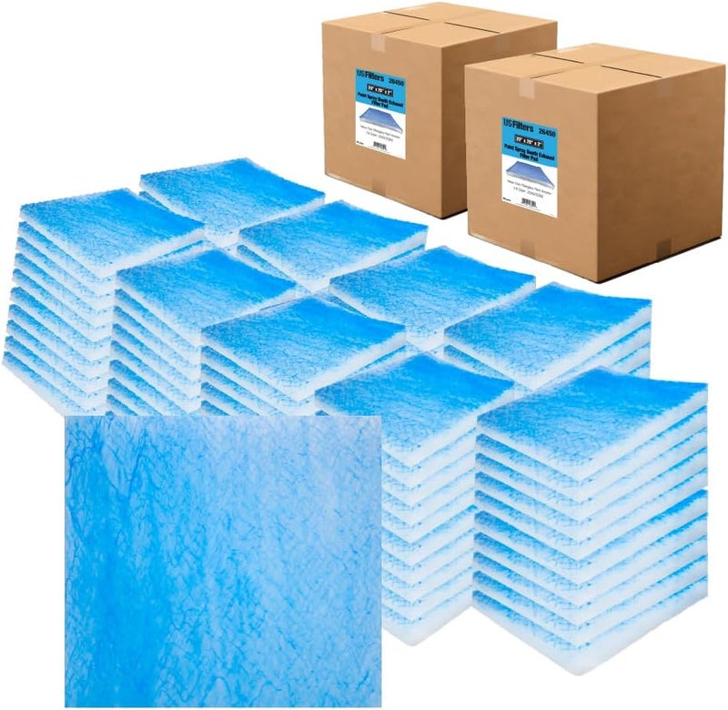 LAUCO Paint Spray Booth Exhaust Filter Pad 20" x 20" x 2", 18 Gram Fiberglass Paint Arrestors - Captures Traps Overspray Paint Particles in Auto Car Autobody Refinish Booths (100 Pack) - Image 1